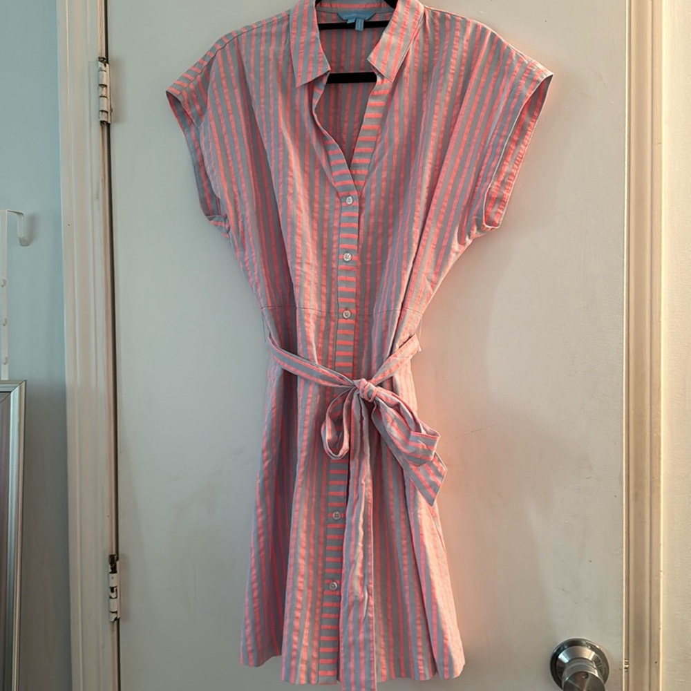 Draper James pink/gray striped dress, like new